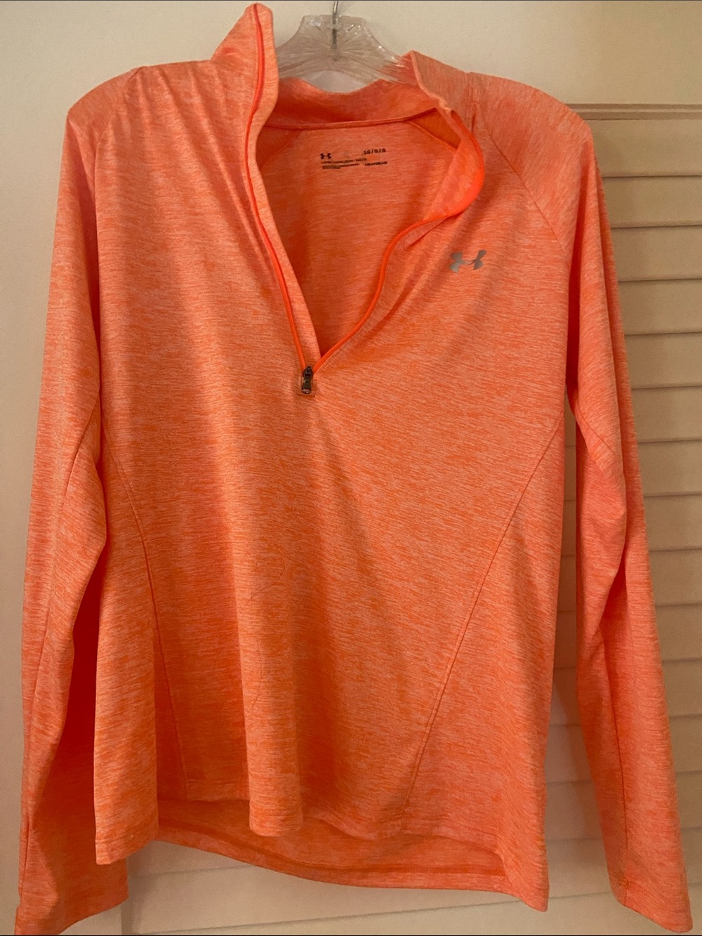 Under Armour Neon Coral Heather Quarter-Zip Performance Pullover